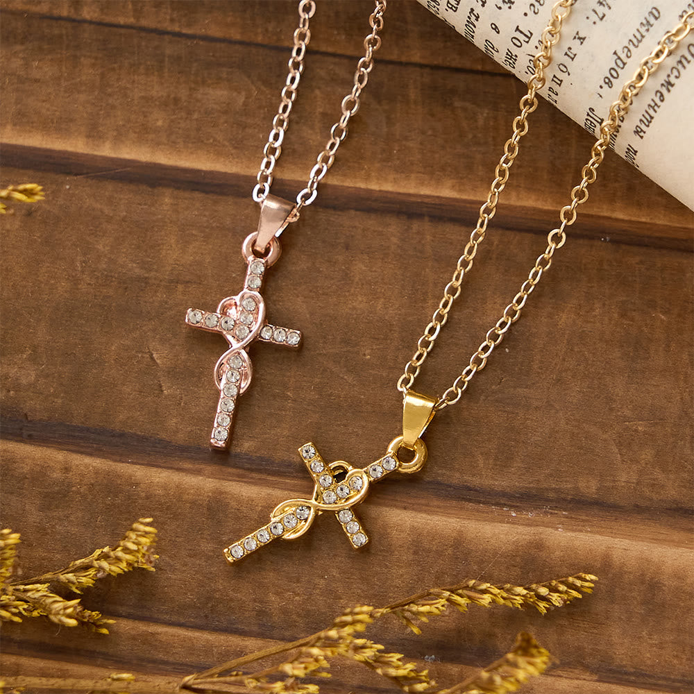 Multicolored Elegant Infinity Heart Cross Pendant Necklace