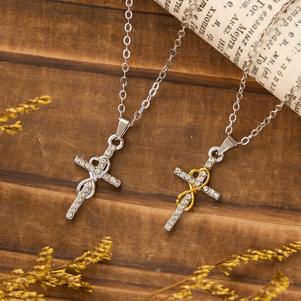 Multicolored Elegant Infinity Heart Cross Pendant Necklace