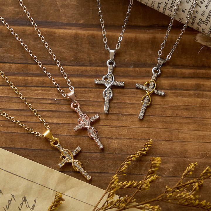 Multicolored Elegant Infinity Heart Cross Pendant Necklace