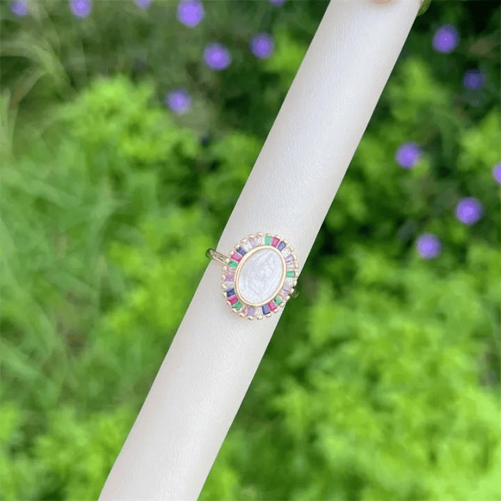Multi-Tone Zircon Our Lady Ring: Soothing Grace for Busy Days
