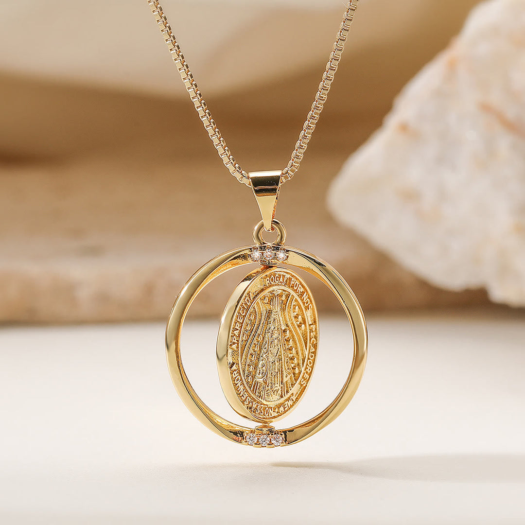 Rotating Our Lady of Aparecida Necklace: Dual-Tone Grace for Daily Wear