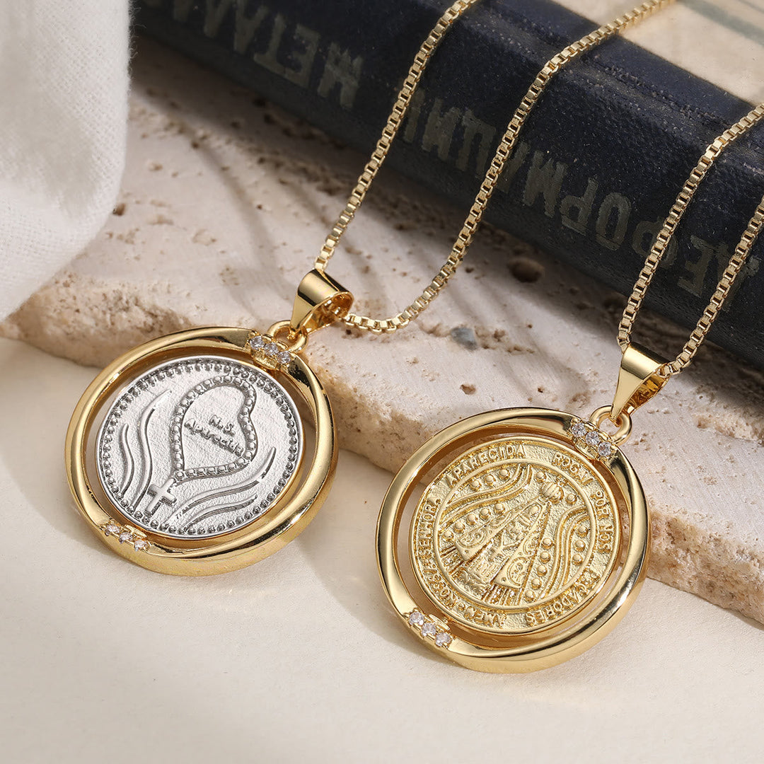Rotating Our Lady of Aparecida Necklace: Dual-Tone Grace for Daily Wear