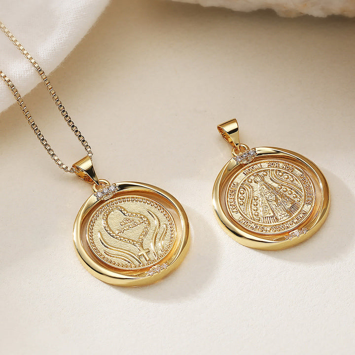 Rotating Our Lady of Aparecida Necklace: Dual-Tone Grace for Daily Wear