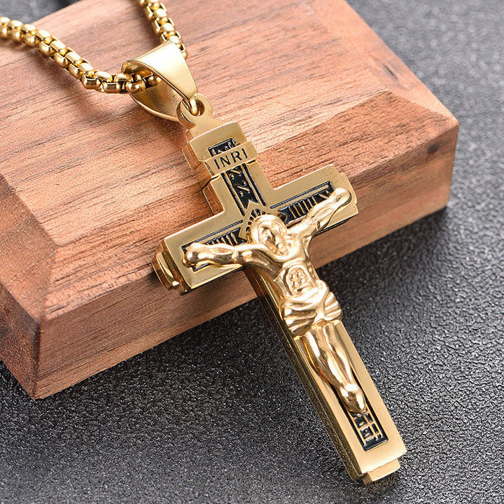 Crafted Jesus Crucifix Titanium Necklace