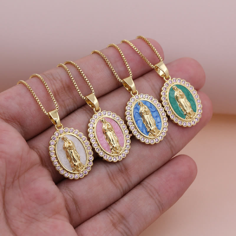 Soft-Hued Our Lady Necklace: Soothing Grace for Busy Days