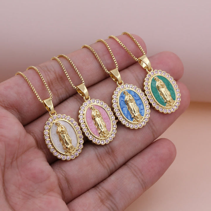 Soft-Hued Our Lady Necklace: Soothing Grace for Busy Days