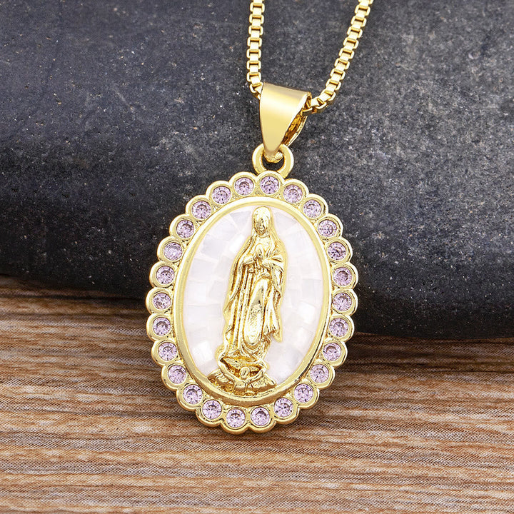 Soft-Hued Our Lady Necklace: Soothing Grace for Busy Days
