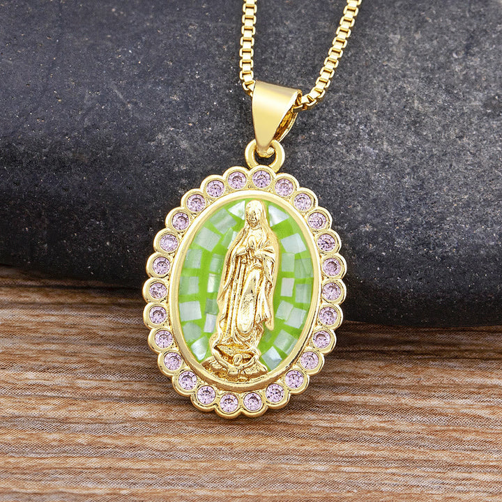 Soft-Hued Our Lady Necklace: Soothing Grace for Busy Days