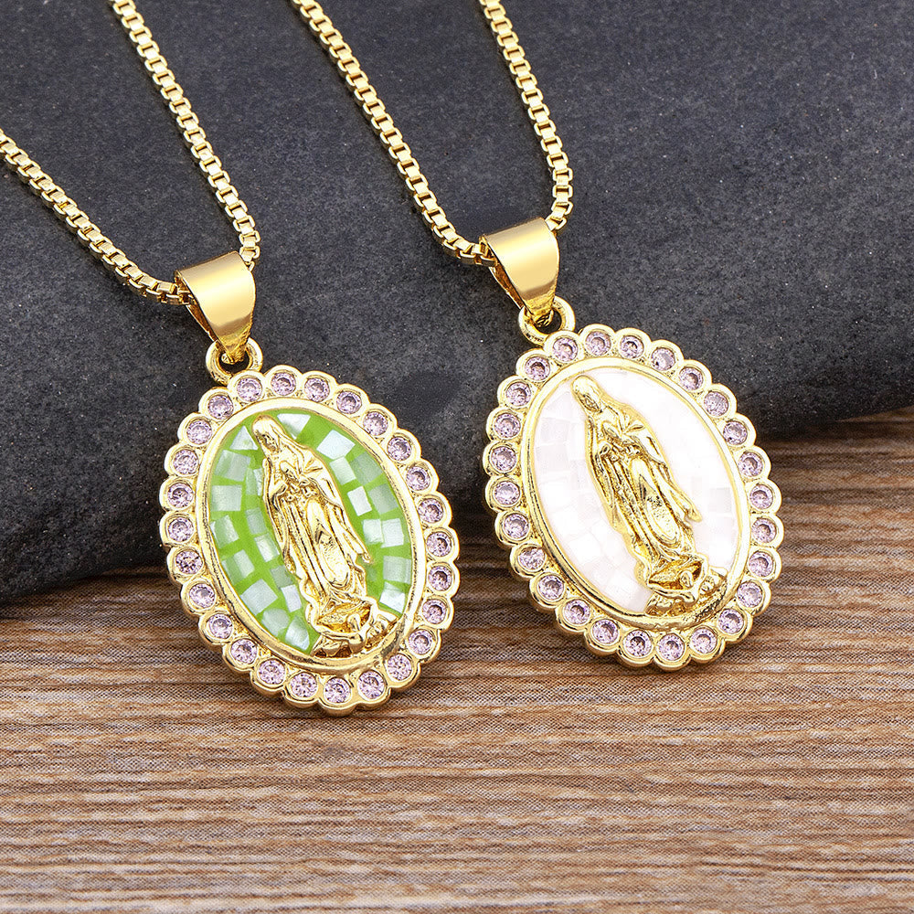 Soft-Hued Our Lady Necklace: Soothing Grace for Busy Days