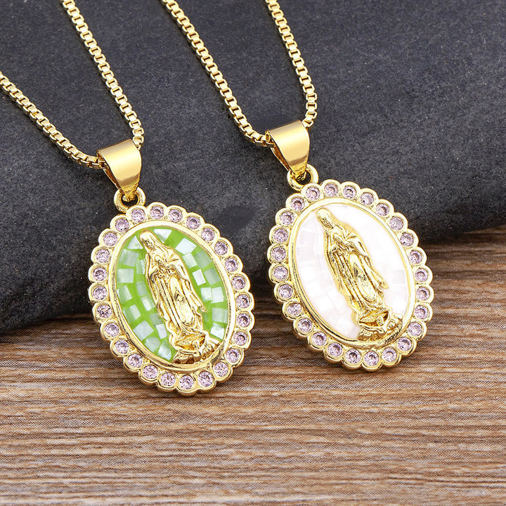 Soft-Hued Our Lady Necklace: Soothing Grace for Busy Days