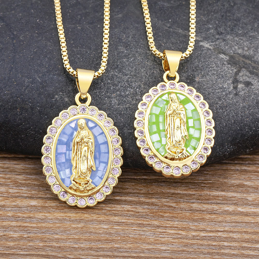 Soft-Hued Our Lady Necklace: Soothing Grace for Busy Days