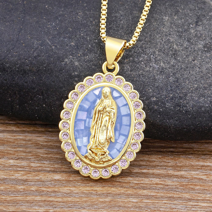 Soft-Hued Our Lady Necklace: Soothing Grace for Busy Days