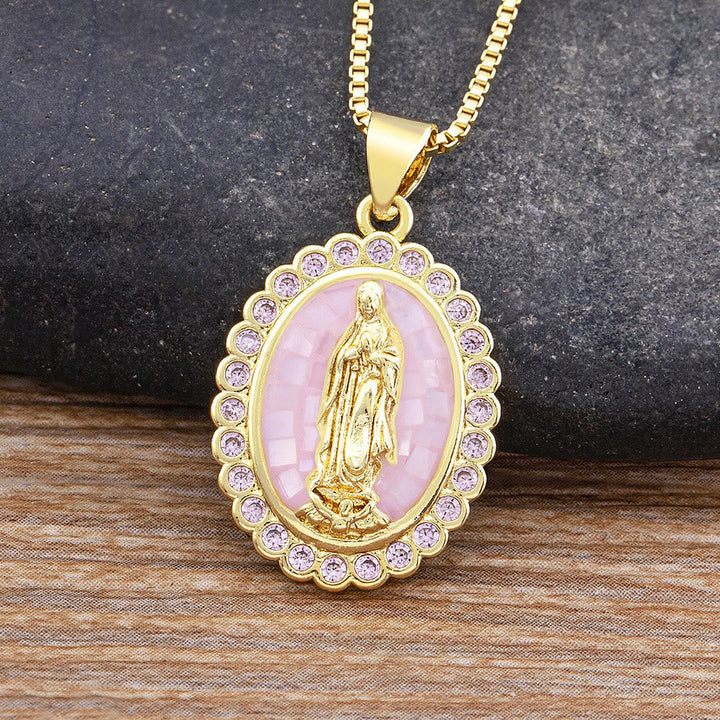Soft-Hued Our Lady Necklace: Soothing Grace for Busy Days