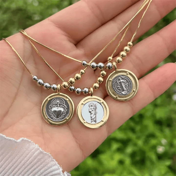 Sacred Heart/ St.Jude/ St. Benedict Pendant Necklace: Quiet Reminder of Their Steady Care