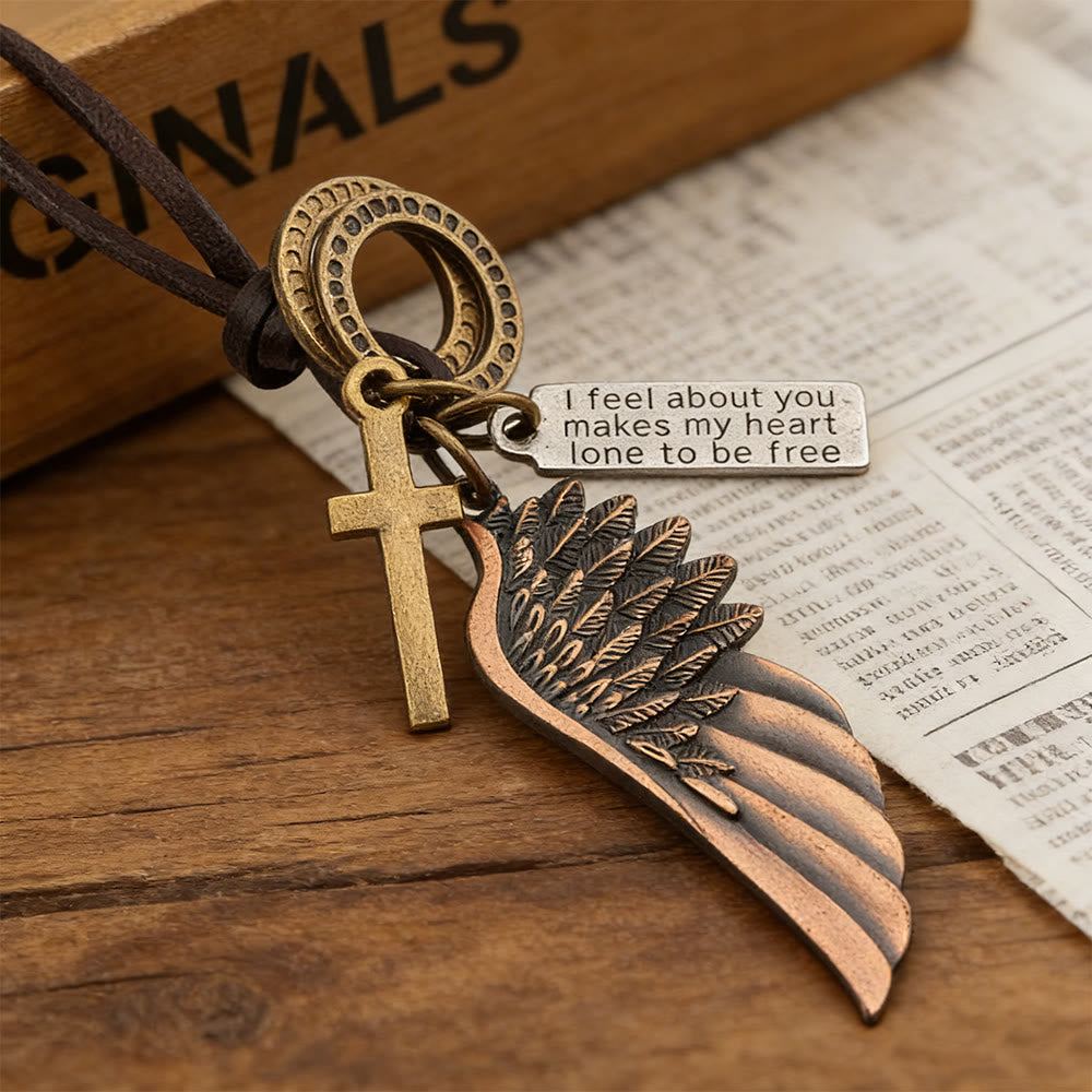 Vintage Angel Wing & Cross Necklace: His Care for Daily Wear