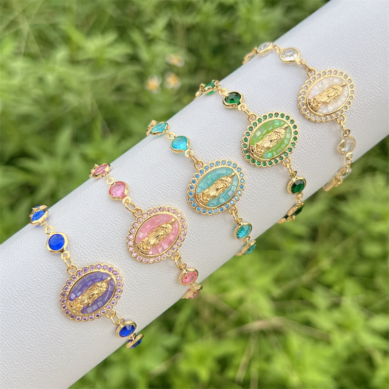 Multi-Color Zircon Our Lady Bracelet: Quiet Reminder of Her Care