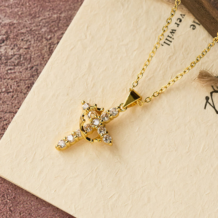Faith - Symbol Cross Necklace with Monthly Birthstone Accents