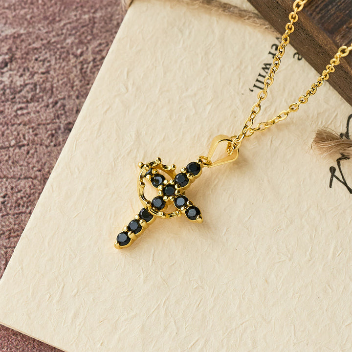 Faith - Symbol Cross Necklace with Monthly Birthstone Accents