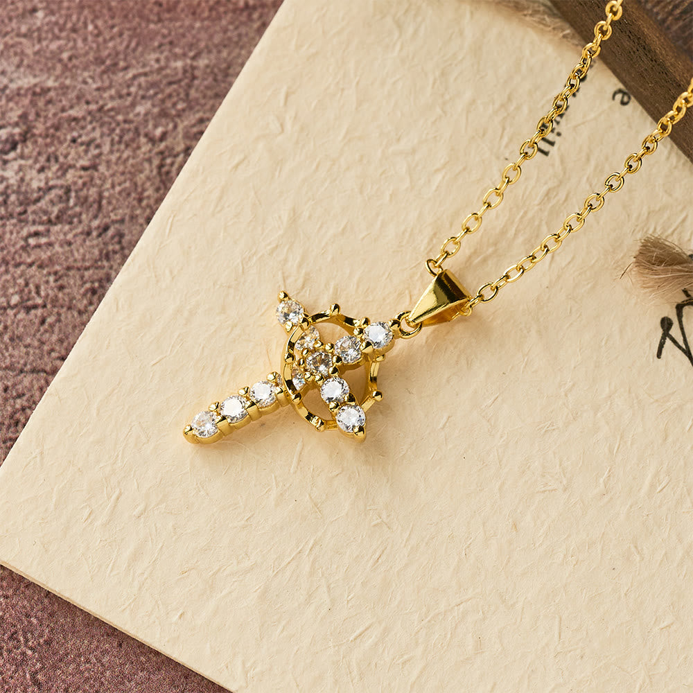 Faith - Symbol Cross Necklace with Monthly Birthstone Accents