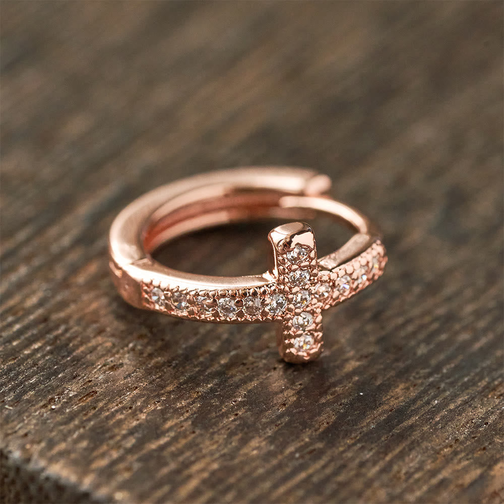Elegant Dual-Color Cross Huggie Hoops: Timeless Beauty of Faith