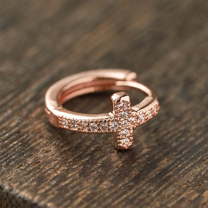 Elegant Dual-Color Cross Huggie Hoops: Timeless Beauty of Faith VIP