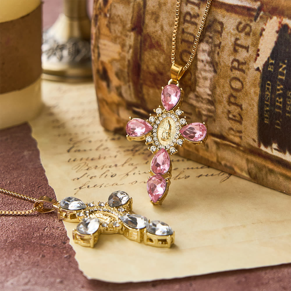 Diamond Virgin Mary Cross Necklace