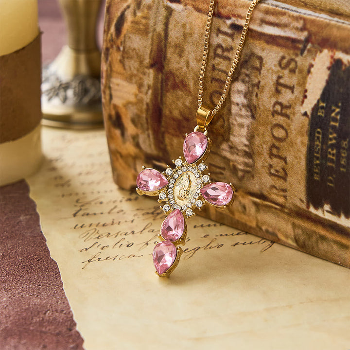 Diamond Virgin Mary Cross Necklace