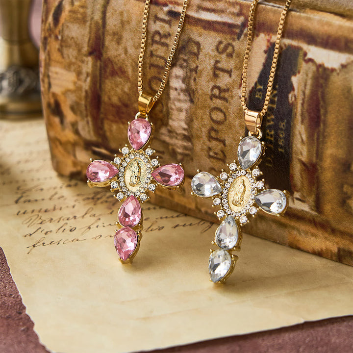 Diamond Virgin Mary Cross Necklace