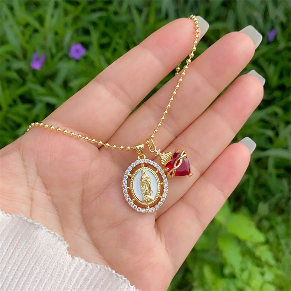 Our Lady & Sacred Heart Necklace in 6 Styles: Elegant Faith-Infused Jewelry