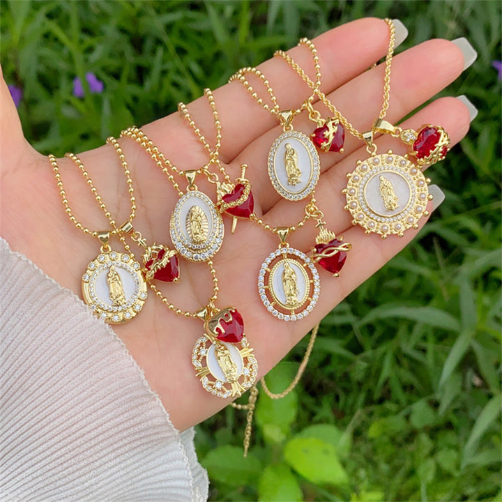 Our Lady & Sacred Heart Necklace in 6 Styles: Elegant Faith-Infused Jewelry