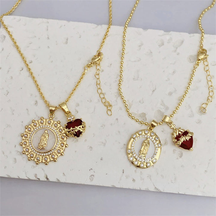 Our Lady & Sacred Heart Necklace in 6 Styles: Elegant Faith-Infused Jewelry