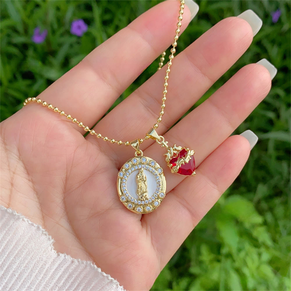 Our Lady & Sacred Heart Necklace in 6 Styles: Elegant Faith-Infused Jewelry