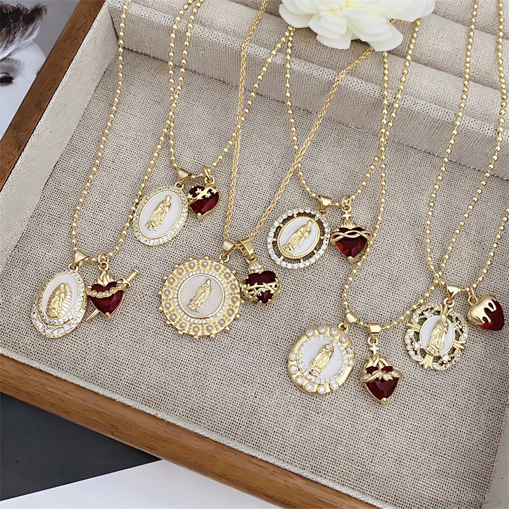 Our Lady & Sacred Heart Necklace in 6 Styles: Elegant Faith-Infused Jewelry