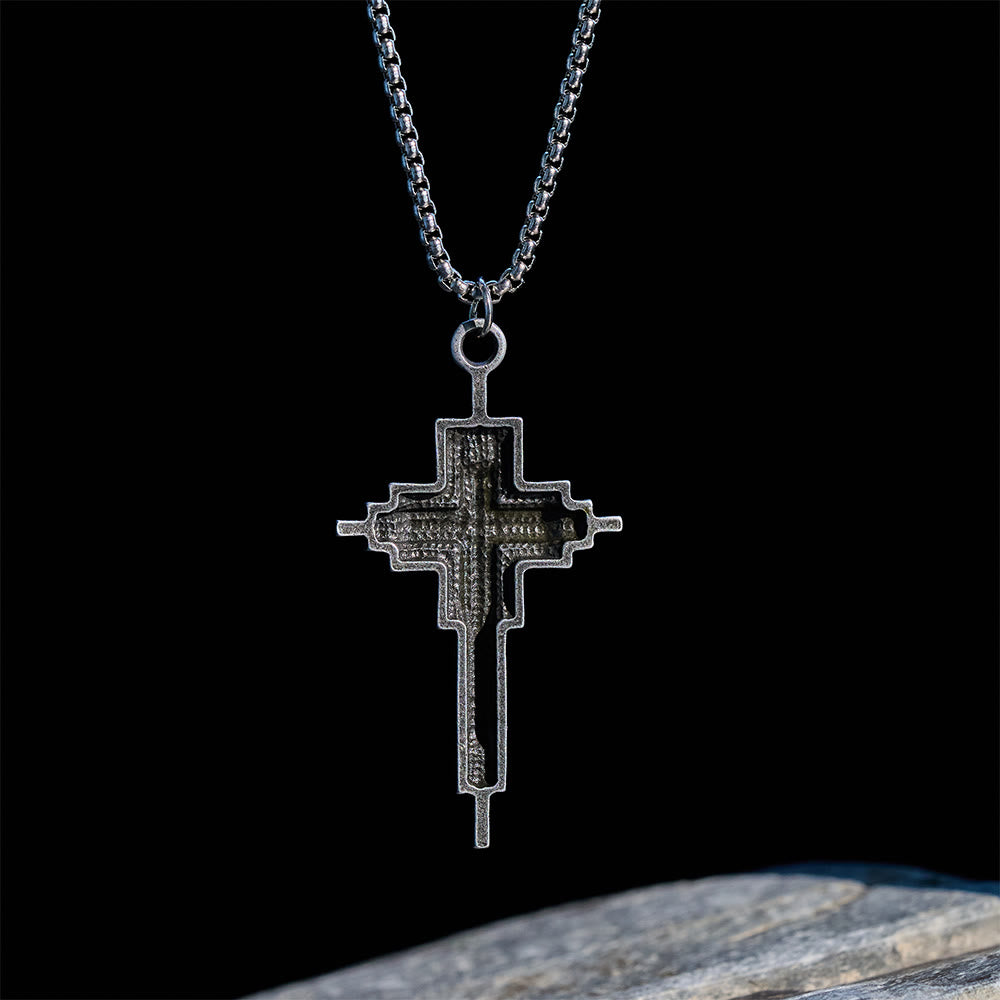 Structured Alloy Cross Necklace: Modern Layered Faith Jewelry