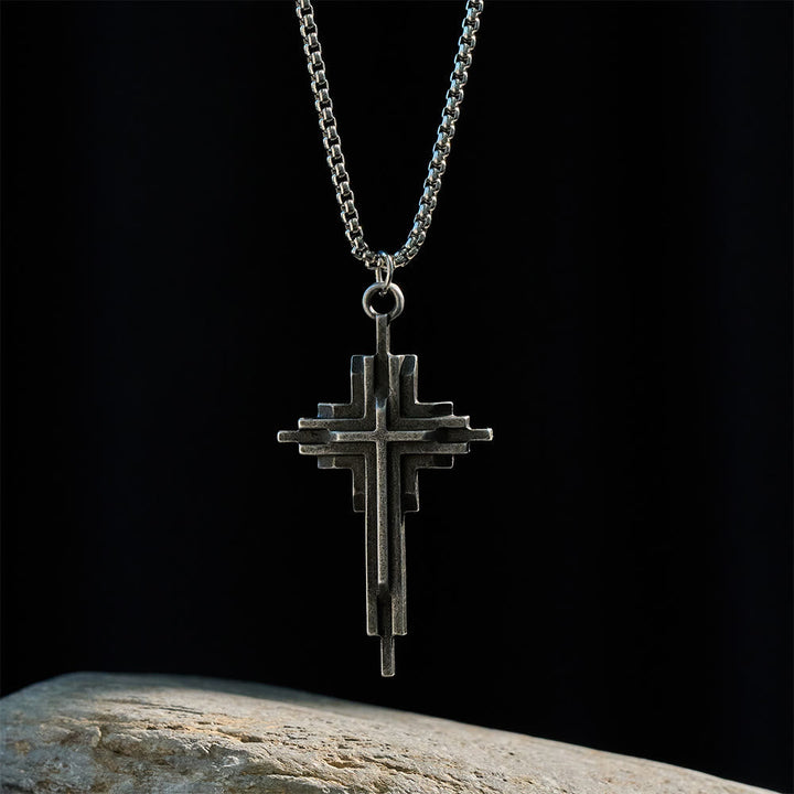 Structured Alloy Cross Necklace: Modern Layered Faith Jewelry