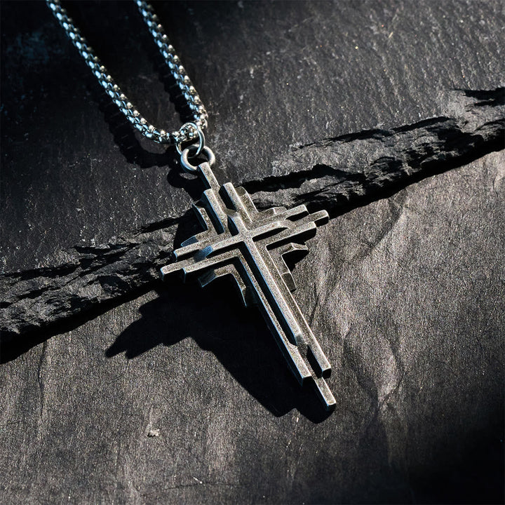 Structured Alloy Cross Necklace: Modern Layered Faith Jewelry