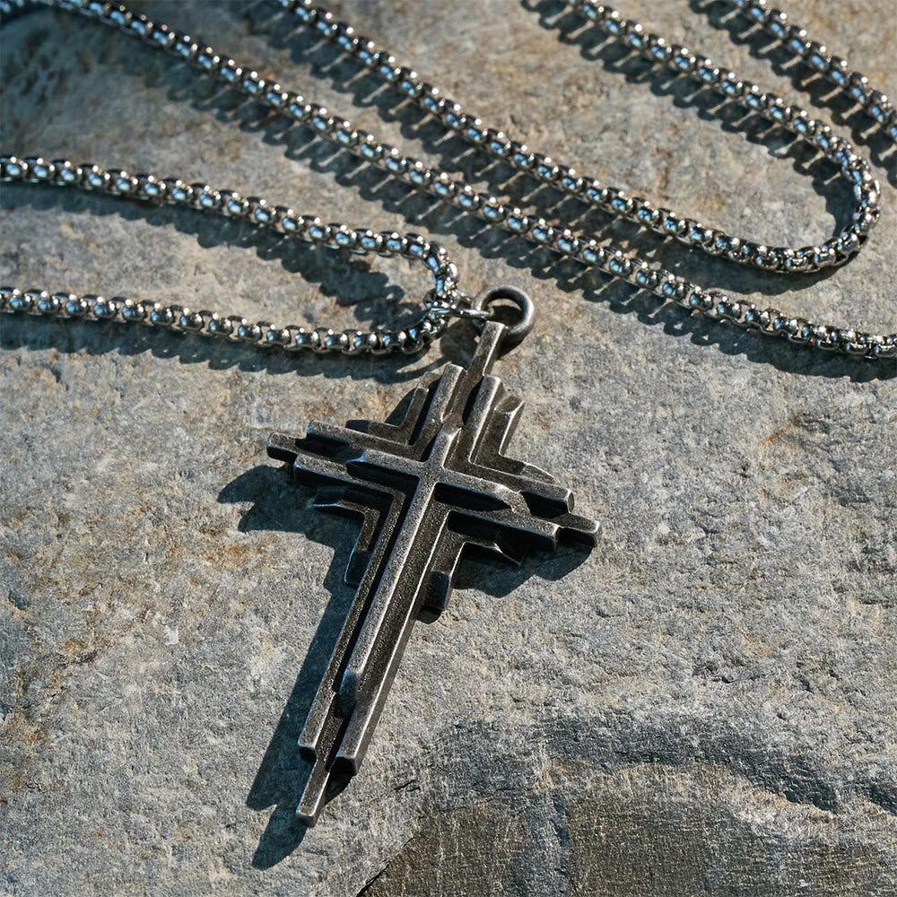Structured Alloy Cross Necklace: Modern Layered Faith Jewelry