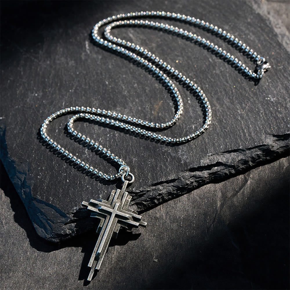 Structured Alloy Cross Necklace: Modern Layered Faith Jewelry