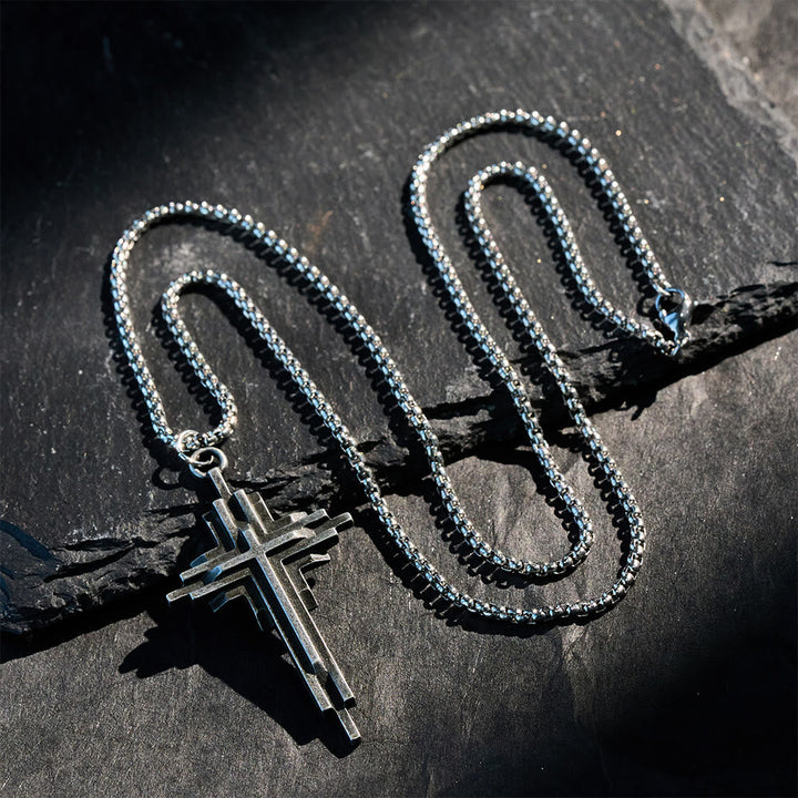 Structured Alloy Cross Necklace: Modern Layered Faith Jewelry