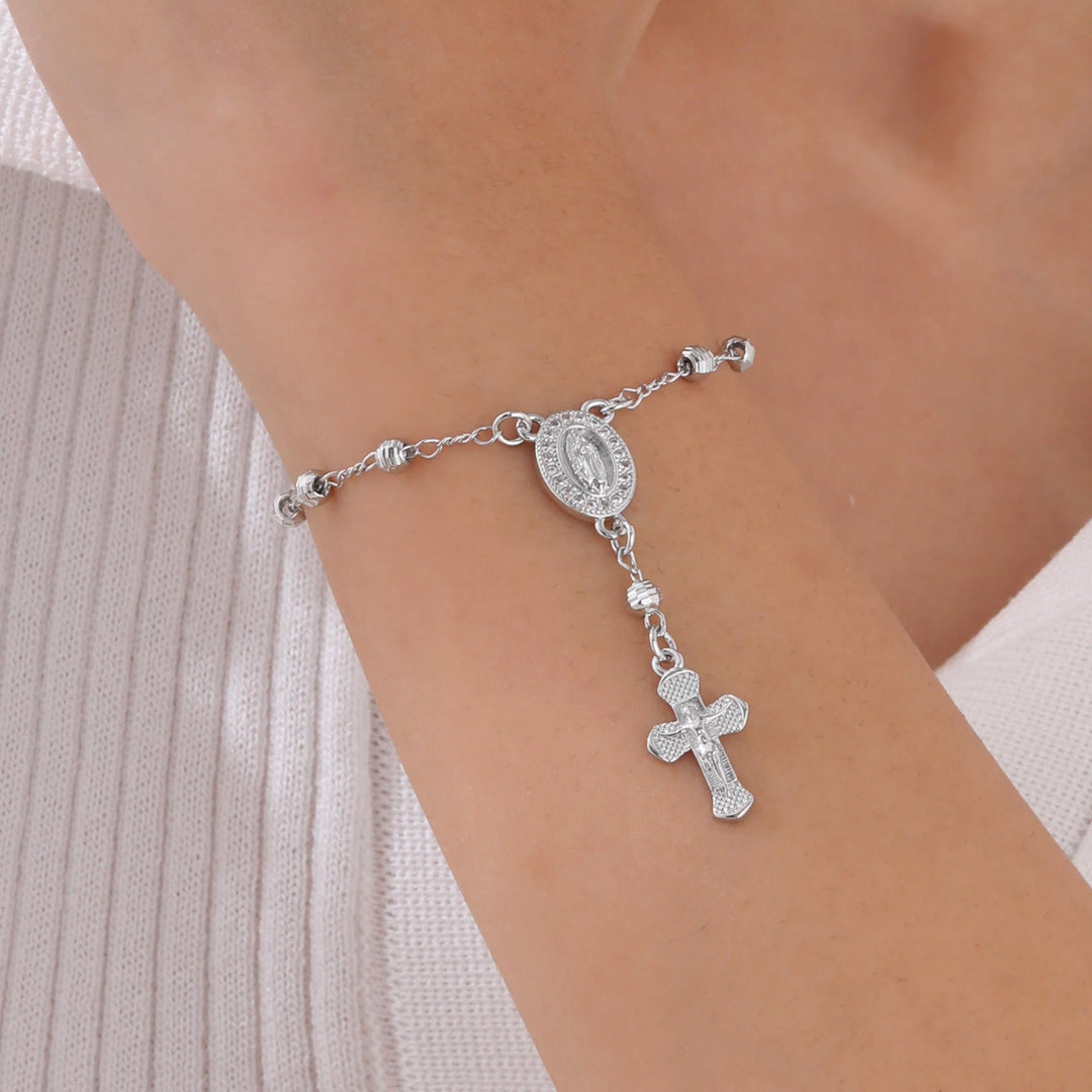 Our Lady & Crucifix Pendant Bracelet: Her Grace on Your Wrist