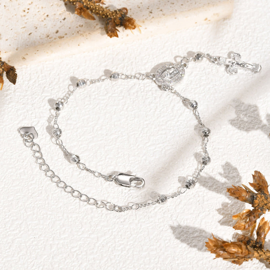 Our Lady & Crucifix Pendant Bracelet: Her Grace on Your Wrist