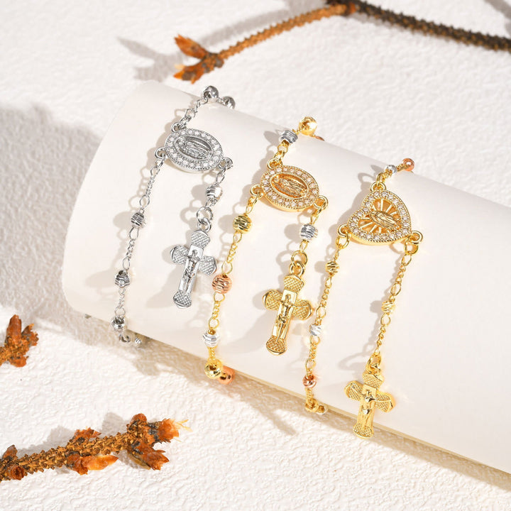 Our Lady & Crucifix Pendant Bracelet: Her Grace on Your Wrist