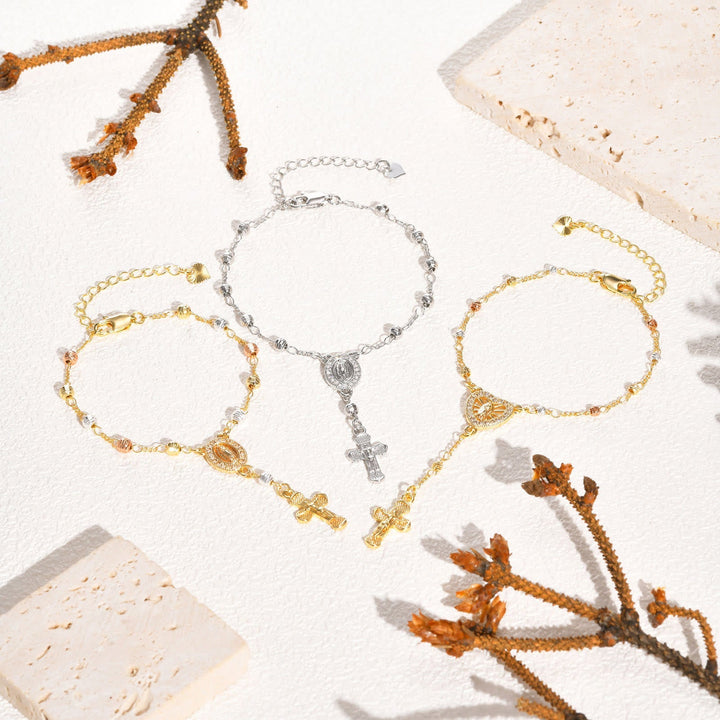 Our Lady & Crucifix Pendant Bracelet: Her Grace on Your Wrist