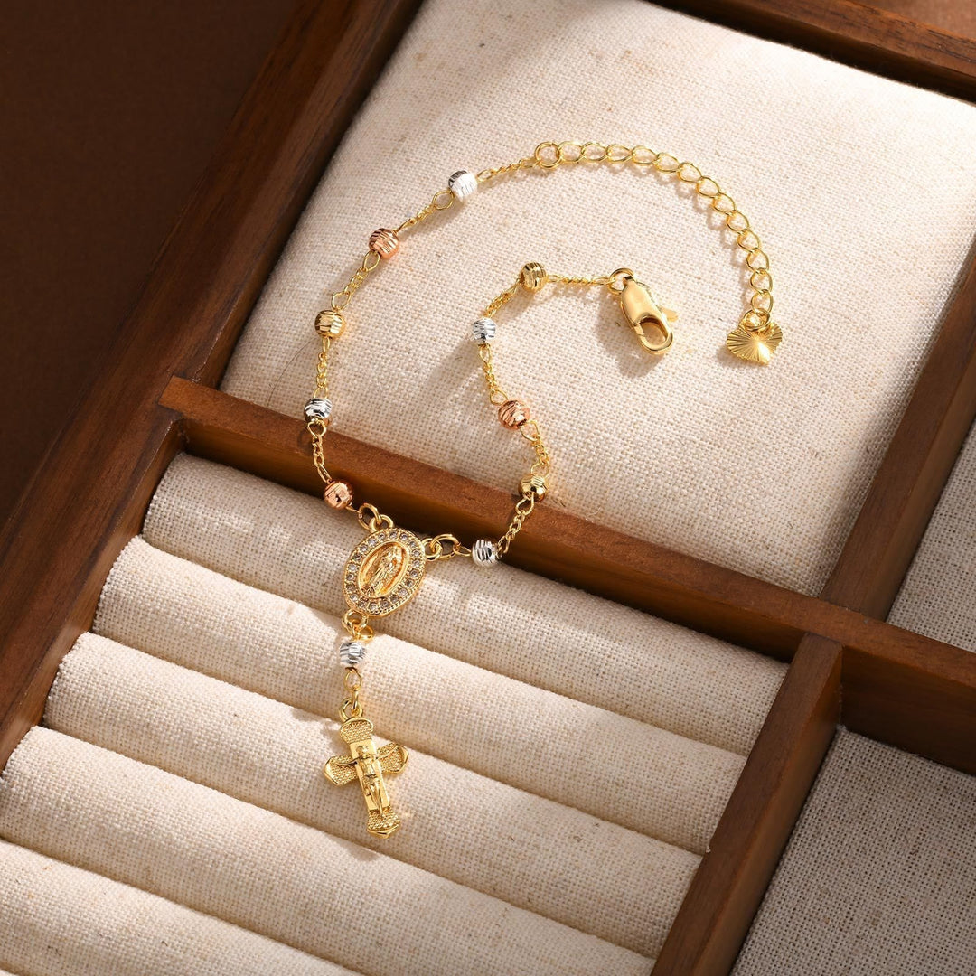 Our Lady & Crucifix Pendant Bracelet: Her Grace on Your Wrist