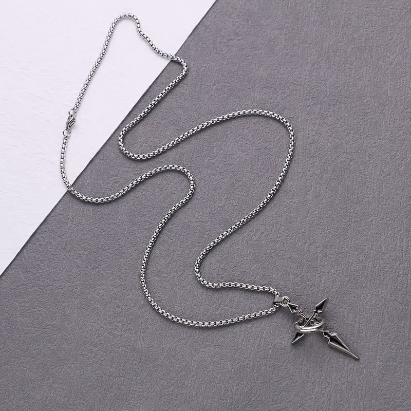 Nested Ring Cross Polished Metal Necklace: Remind of His Enduring Hold