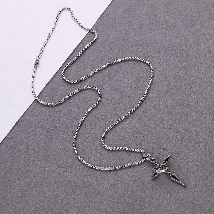 Nested Ring Cross Polished Metal Necklace: Remind of His Enduring Hold