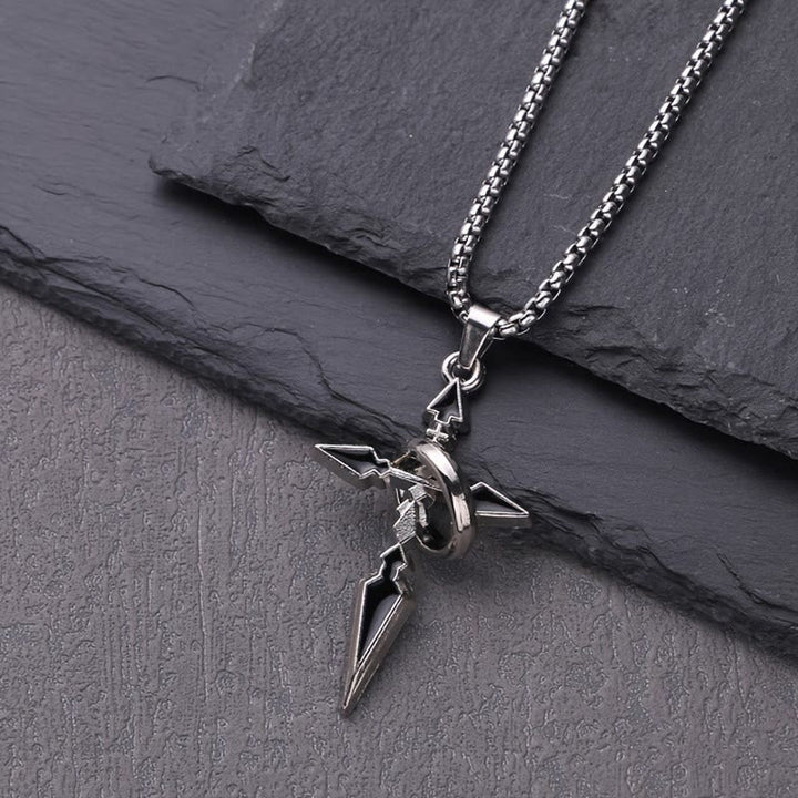 Nested Ring Cross Polished Metal Necklace: Remind of His Enduring Hold
