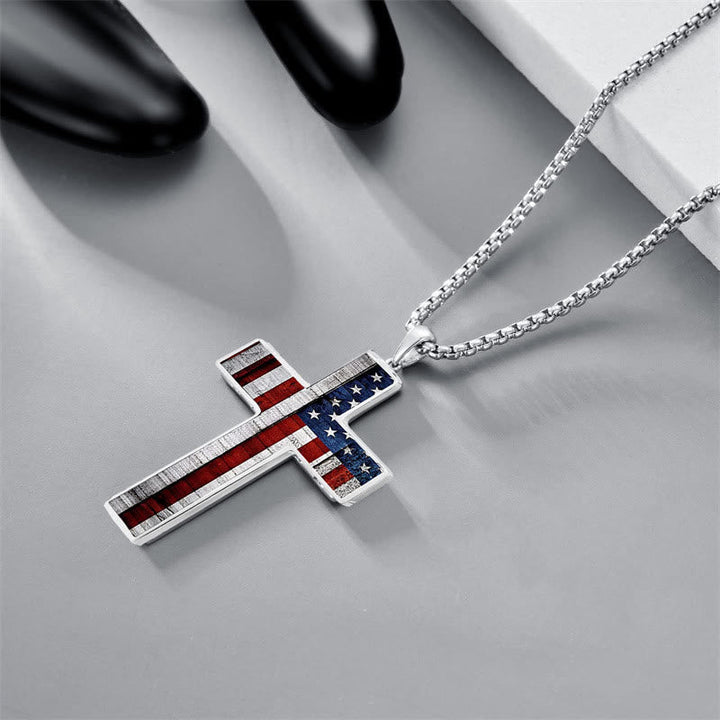 Metal Cross Necklace with American Flag Motif: Carry Faith and Honor Close to The Heart