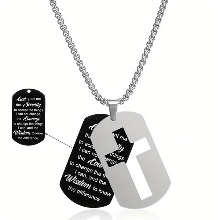 Polished Metal Cross Cutout & Engraved Verse Necklace: Carry His Promise Close Daily
