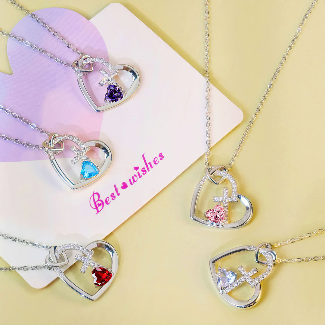 Sacred Heart Cross Necklace with Colored Accent: A Daily Link to His Love